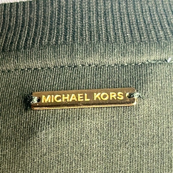Michael Kors Olive | Army Green Twist Front Hem Pullover Lightweight‎ Sweatshirt - Picture 11 of 13